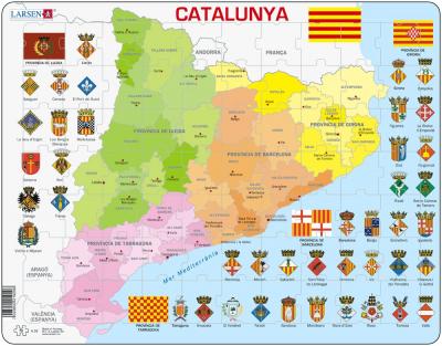 LARSEN Puzzle Cadre - Carte de la Catalogne (en Catalan) 