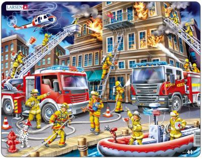 LARSEN  US21 Les Pompiers en Action, Puzzle Cadre avec de 45 pi&egrave;ces