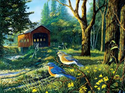 SUNSOUT Puzzle Terry Doughty - Sleepy Hollow Blue Birds 