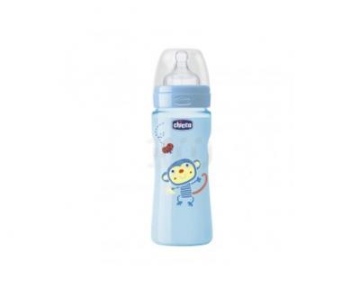 CHICCO Bouteille en Silicone 330ml Bleu Rapid Flow 4m+