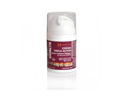 COSLYS  - Cr&egrave;me triple action BIO homme h&ecirc;tre d'Ard&egrave;che 50 ml