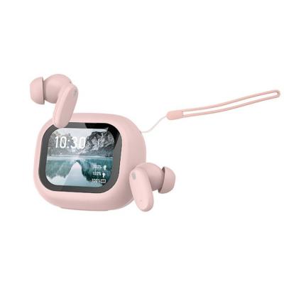 AVIZAR  &Eacute;couteurs TWS Bluetooth 5.4 avec &Eacute;cran LCD Braga R&eacute;duction de Bruit ANC Rose