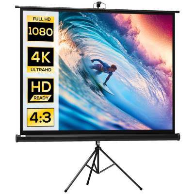 HOMCOM Ecran de projection avec support tr&eacute;pied r&eacute;glable en hauteur home-cin&eacute;ma vid&eacute;o projecteur format 4:3 84 pouces noir