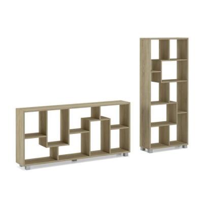 Skraut Home - tag&egrave;re Design - 161 x 69 x 25 cm - Couleur Ch&ecirc;ne Fonc&eacute;/Noir - chene