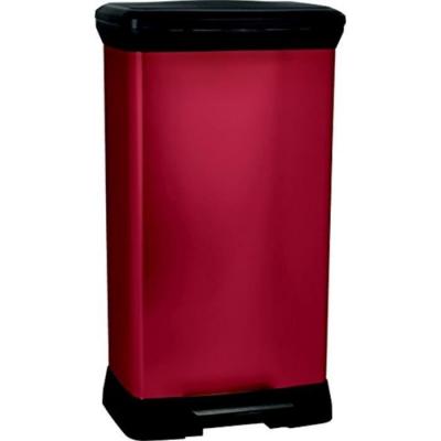  Curver Poubelle &agrave; p&eacute;dale rectangulaire 50L rouge T.U