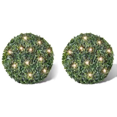 VIDAXL  2 pi&egrave;ce de boule 27 cm avec guirlande lumineuse solaire 24 led 270057