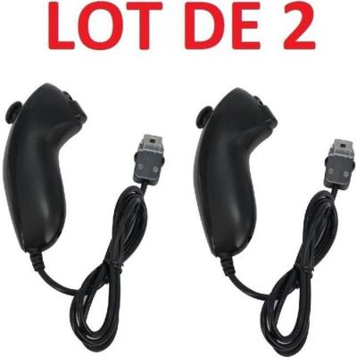 GENERIQUE Lot de 2 Nunchuck manette compatibles avec Nintendo Wii et Wii u - Noir
