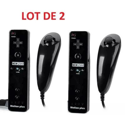 STRA&SZLIG;E GAME &REG; Stra&szlig;e Game 2 X T&eacute;l&eacute;commande Wiimote plus (Motion plus inclus) et Nunchuck pour Nintendo Wii et Wii U - Noir