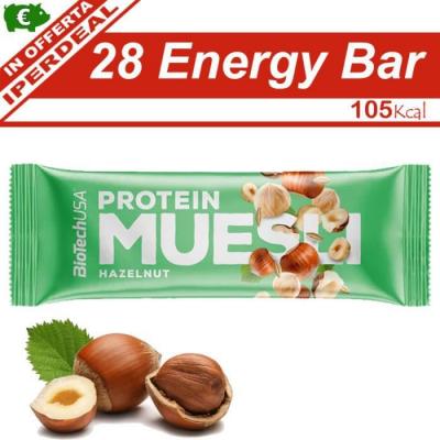 BIOTECH USA Lot de 28 cartons de collation protein&eacute;e  muesli - Noisette