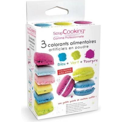 SCRAPCOOKING Colorants Alimentaires (Artificiel) Bleu Vert Pourpre - 