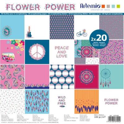 ARTEMIO Bloc papier 30x30cm flower power 40 feuilles - art&eacute;mio