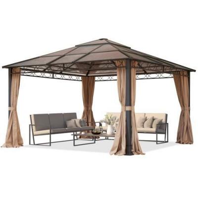TOOLPORT  - Pavillon de Jardin 4x4 m Pavillon alu Deluxe imperm&eacute;able 4 c&ocirc;t&eacute;s, Toit en Polycarbonate 6 mm