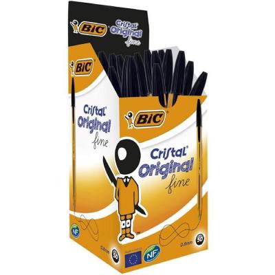 BIC Bo&icirc;te De 50 Stylos Billes  Cristal Fine Noir