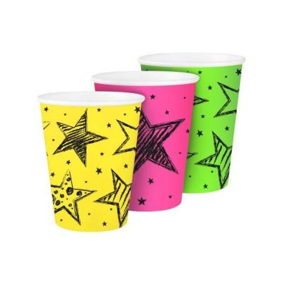 Folat mugs de f&ecirc;te Carton Neon Party jaune/rose/vert 6 pi&egrave;ces