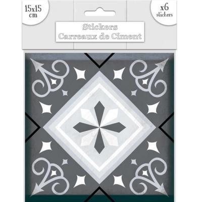  Retro - 6 stickers nuances de gris 15 x 15 cm