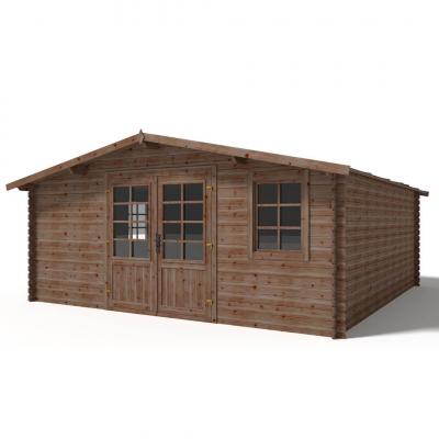 ALTANKA Abri de jardin en bois 25m2 5x5m Trait&eacute; Ep. 28mm Couleur: marron