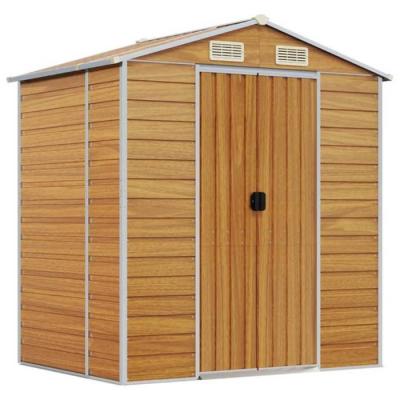 HELLOSHOP26 Abri de jardin en acier galvanis&eacute; - 191 x 130 x 198 cm - Marron clair