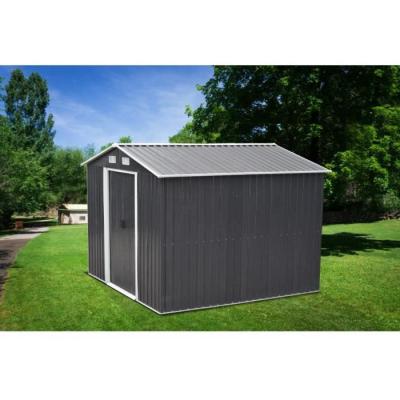 VENTE UNIQUE Abri de jardin m&eacute;tal en acier galvanis&eacute; gris 6,6 m&sup2; - MANSO