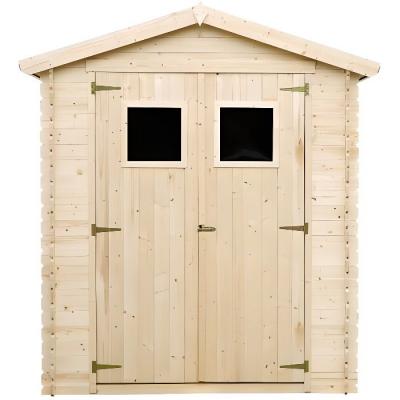 TIMBELA  M367+M367G Abri de jardin en bois I196xL136xH218 cm/ 1.98 m2 AVEC SOL TRAIT&Eacute;