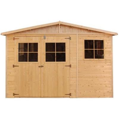 TIMBELA Abri de jardin en bois 12 m&sup2;  - Pin / &eacute;pic&eacute;a - Ep.17mm - Plancher inclus -  M336