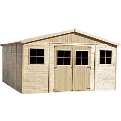 TIMBELA  M330+M330G Abri de jardin en bois H246x418x420 cm/ 16 m&sup2; - AVEC PLANCHER IMPR&Eacute;GN&Eacute;
