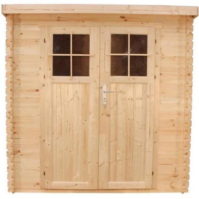 TIMBELA Abri de jardin en bois 2.22 m&sup2;  - Pin / &eacute;pic&eacute;a - 204x142 cm - M311F