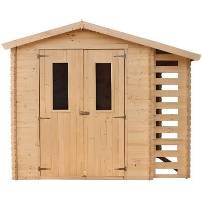 TIMBELA Abri de jardin en bois et range b&ucirc;ches 4.47 m2 - avec sol trait&eacute; -  M386C+M386G M386C+M386G