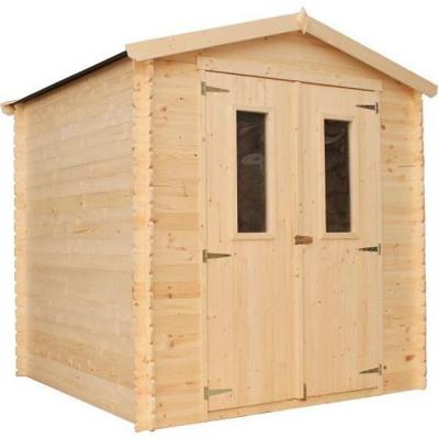 TIMBELA  M343C+M343G Abri de jardin en bois I216xL206xH218 cm/ 3.53 m2 AVEC SOL TRAIT&Eacute;