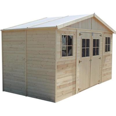 TIMBELA  M332+M332G Abri de jardin en bois H246x418x220 cm/8 m&sup2; - PLUS LES PLANCHERS IMPR&Eacute;GN&Eacute;