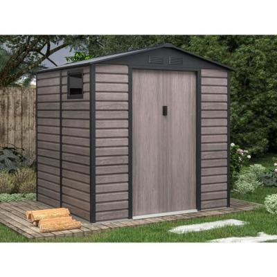VENTE UNIQUE Abri de jardin en acier galvanis&eacute; effet bois ADELMO - gris - 4,15 m&sup2;