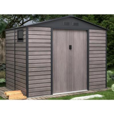 VENTE UNIQUE Abri de jardin en acier galvanis&eacute; effet bois ADELMO - gris - 5,40 m&sup2;