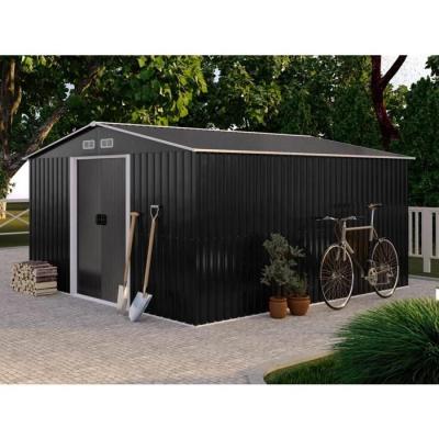 VENTE UNIQUE Abri de jardin m&eacute;tal en acier galvanis&eacute; gris 12,5 m&sup2; - MANSO