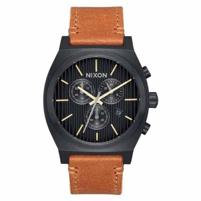 NIXON Montre -  - Time Teller Chrono Leather - Cuir v&eacute;ritable - Chronographe 6 aiguilles - Noir 