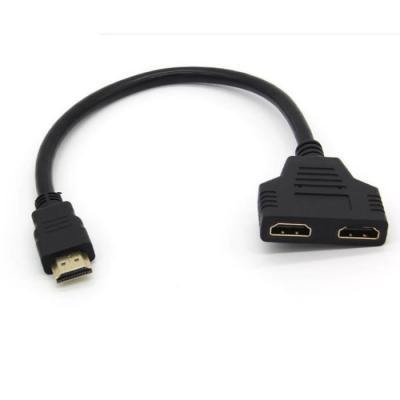 GENERIQUE Adaptateur 2 ports Cable HDMI pour Television POLAROID TV Console Gold 3D FULL HD 4K Ecran 1080p Rallonge (NOIR)