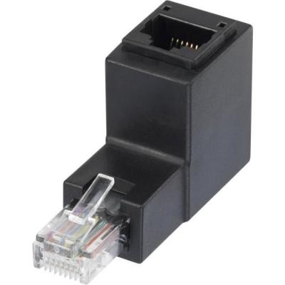 RENKFORCE RJ45 r&eacute;seau informatique Adaptateur CAT 5e Coud&eacute; vers le haut &agrave; 90&deg; [1x RJ45 m&acirc;le - 1x RJ45 femelle] 0.00 m noir