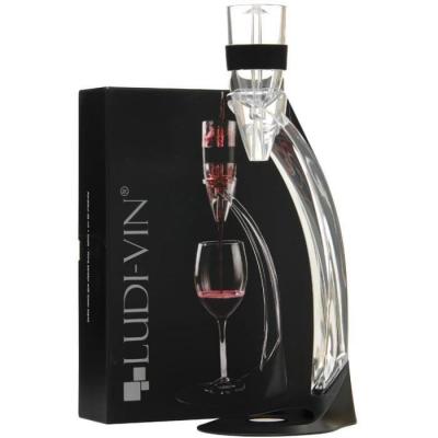 LUDI VIN A&eacute;rateur de vin  + socle - noir, transparent