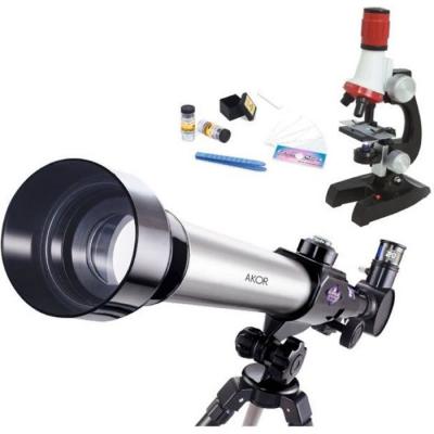 AKOR  t&eacute;lescope 3 oculaires avec microscope 600x ms883