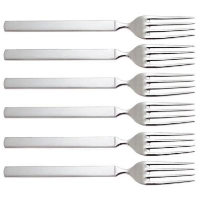 ALESSI Dry Fourchette de table en acier brillant avec manche mat Set de 6 pi&egrave;ces