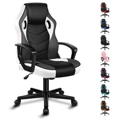 ALFORDSON  Fauteuil de Jeu Course Bureau Ergonomique Pivotant Ordinateur Blanc