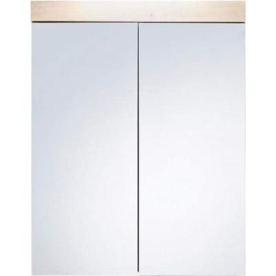 Armoire murale blanc brillant et ch&ecirc;ne clair Kelia 60 cm
