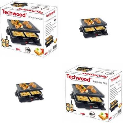 TECHWOOD Appareil &agrave; raclette + Grill de cuisson d&eacute;montable pour 4 personnes NOIRE haute qualit&eacute;