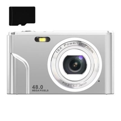 INF Appareil photo num&eacute;rique de 48 MP, HD 1080p, zoom 16x, carte m&eacute;moire de 32 Go Argent