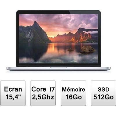 Apple MacBook Pro 15,4'' Retina 512 Go SSD 16 Go RAM Intel Core i7 quadric&oelig;ur &agrave; 2,5 GHz MGXC2 