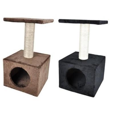 LOVE STORY Arbre &Agrave; Chat Avec Niche - Gris - L 30 X L 30 X H 58 Cm