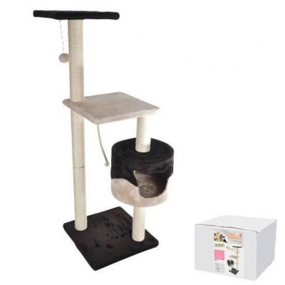 GENERIQUE Arbre &agrave; chat avec niche et 2 plates-formes h 106 x L 40 x l 40 cm