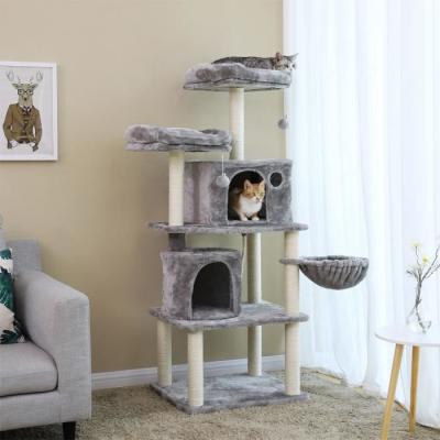 FEANDREA  Arbre &agrave; Chat, Tour de Jeux, 2 niches, Gris Claire PCT90W