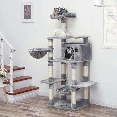 FEANDREA  Arbre &agrave; chat 174 cm multi-niveaux, Gris Clair