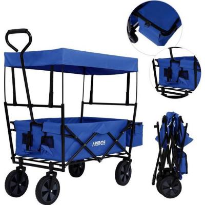 AREBOS Chariot de transport pliable avec toit -  - Bleu - Capacit&eacute; de Charge de 70 kg Max