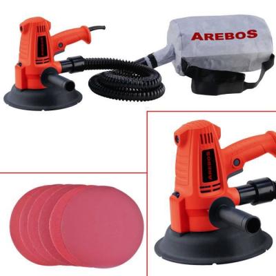 AREBOS Ponceuse murs et plafonds Ponceuse murale &agrave; placopl&acirc;tre 710 W + 18 x patins de pon&ccedil;age
