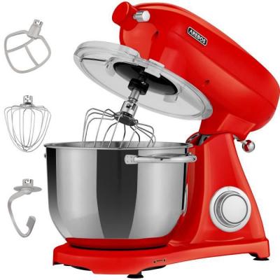 AREBOS  - Robot P&acirc;tissier Professionnel 1800W Retro Rouge Faible Bruit Robot de Cuisine Multifonction 6 Litres 6 Vitesses